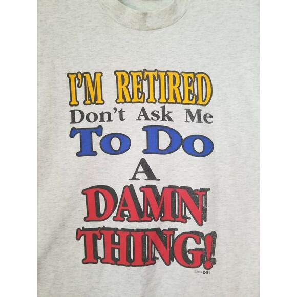 Vintage single stitch Fruit of The Loom T-Shirt Sz XXL I am retired Used - Picture 3 of 5